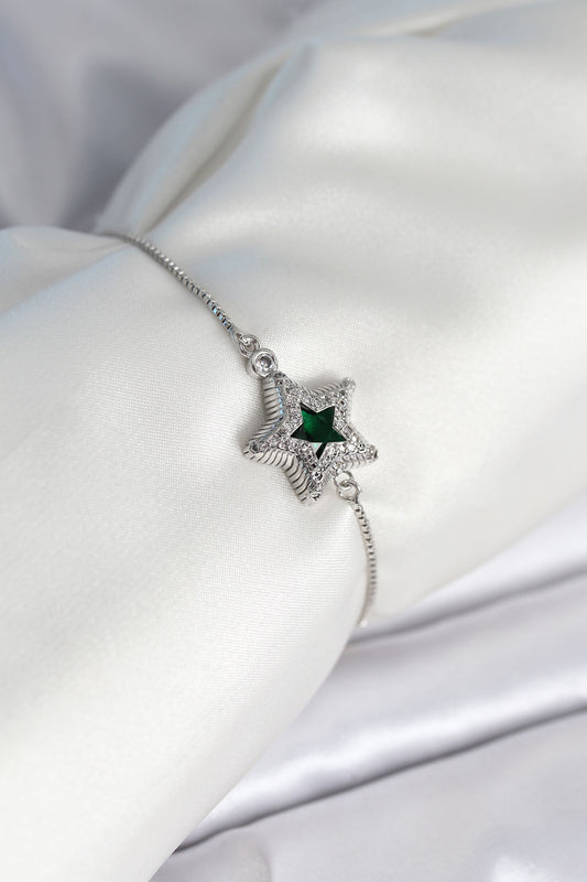 BB8014 - Yıldız Model Asansörlü Gümüş Renk Kadın Bileklik