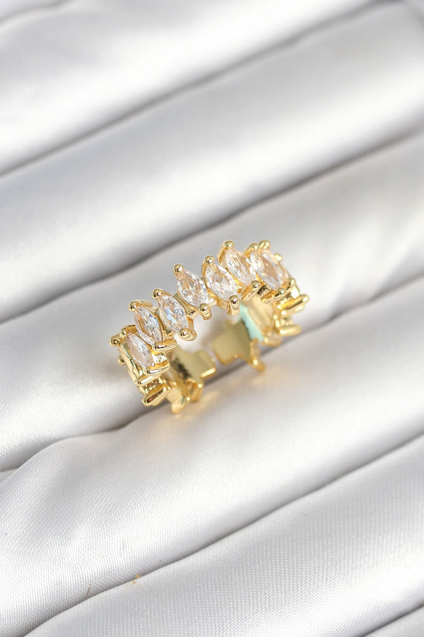 BYK3906 - Pirinç Arpa Baget Zirkon Taşlı Kadın Yüzük