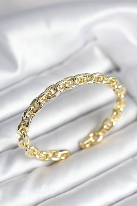 BB8016 - Zincir Model Gold Renk Pirinç Kadın Bileklik
