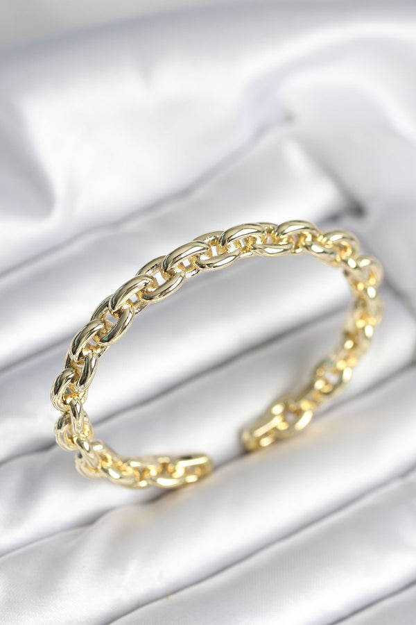 BB8016 - Zincir Model Gold Renk Pirinç Kadın Bileklik