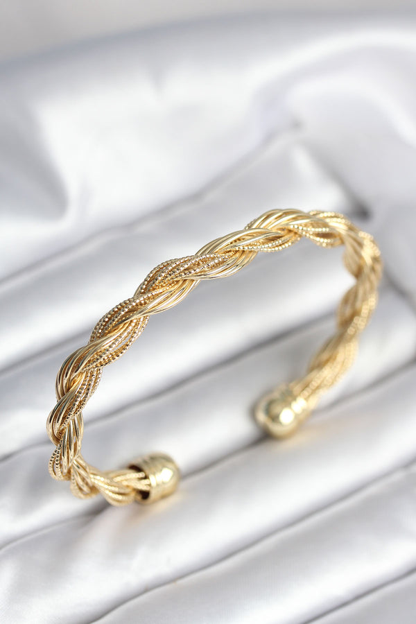 BB8017 - Burgu Zincir Model Gold Renk Kadın Vintage Bileklik