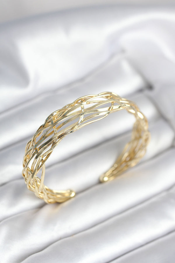 BB8023 - Gold Renk Pirinç Vintage Kadın Bileklik