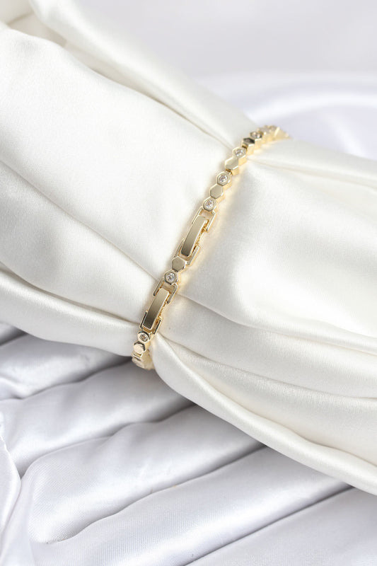 BB8025 - Pirinç Gold Renk İnce Petek Model Kadın Bileklik