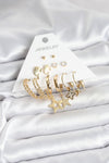 BKP11320 - Gold Renk Yıldızlı Set 6 Çift Kadın Küpe Seti