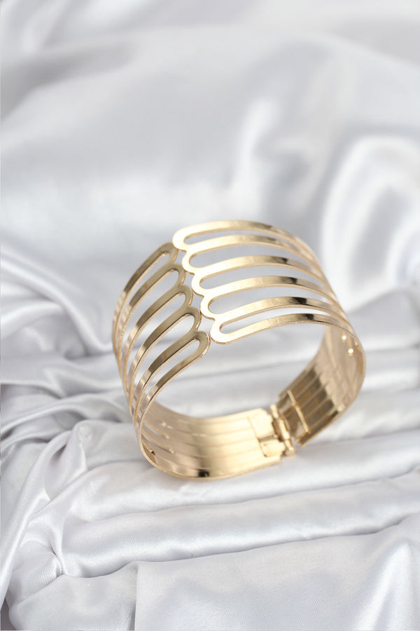 BB8063 - Gold Renk Pirinç Kaburga Model Kadın Bileklik