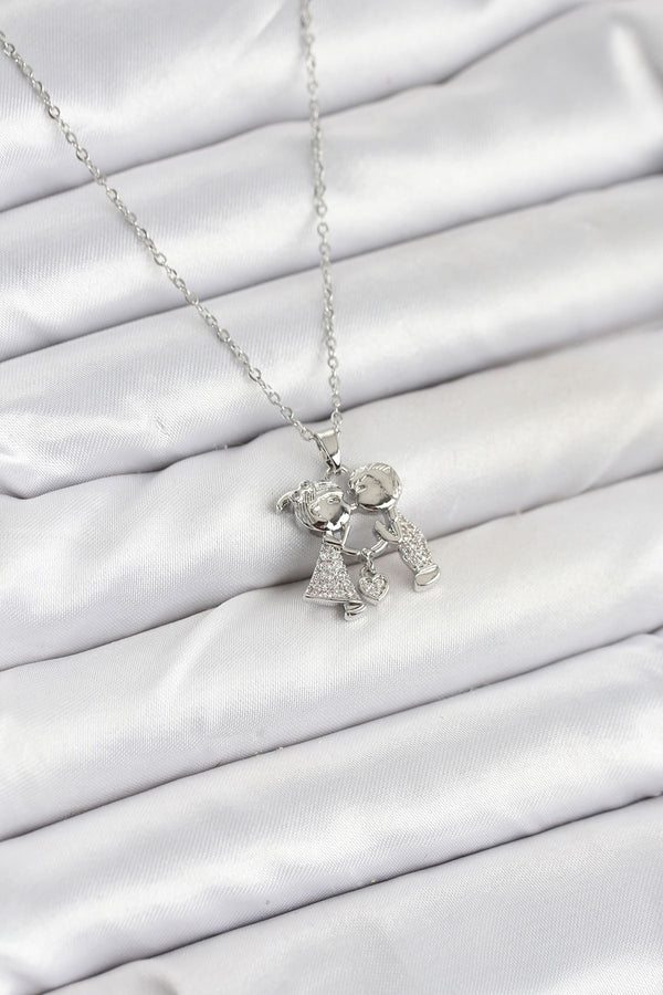 BKO10618 - 316L Çelik Zincir Gümüş Renk Erkek Kız Model Kadın Kolye