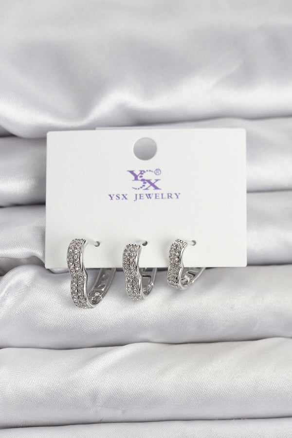 BKP11345 - Gümüş Renk Pirinç Zirkon Taşlı Kalpli Kadın Küpe