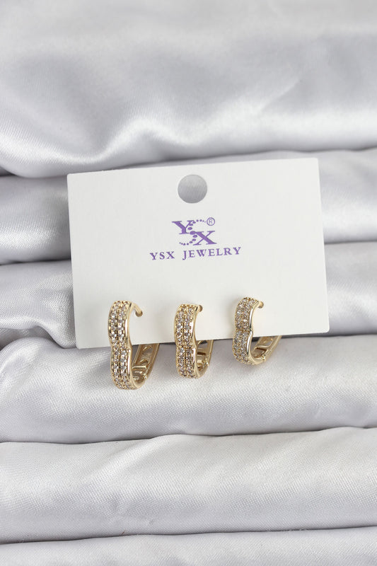 BKP11346 - Gold Renk Pirinç Zirkon Taşlı Kalpli Kadın Küpe