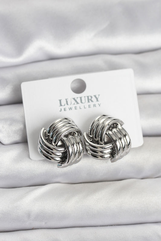 BKP11347 - Pirinç Sarmal Gümüş Renk Kadın Küpe