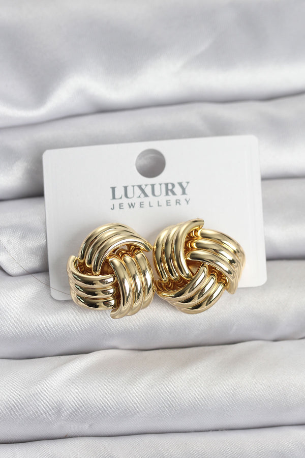 BKP11348 - Pirinç Sarmal Gold Renk Kadın Küpe