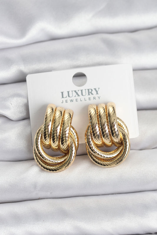 BKP11352 - Gold Renk Halka Modelli Pirinç Kadın Küpe