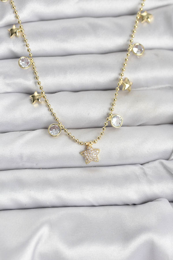 BKO10640 - Pirinç Gold Renk Yıldız Model Kadın Kolye