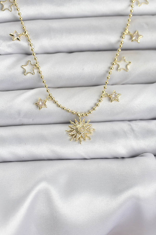 BKO10645 - Pirinç Gold Renk Güneş Model Kadın Kolye