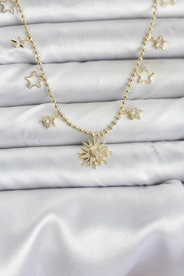 BKO10645 - Pirinç Gold Renk Güneş Model Kadın Kolye