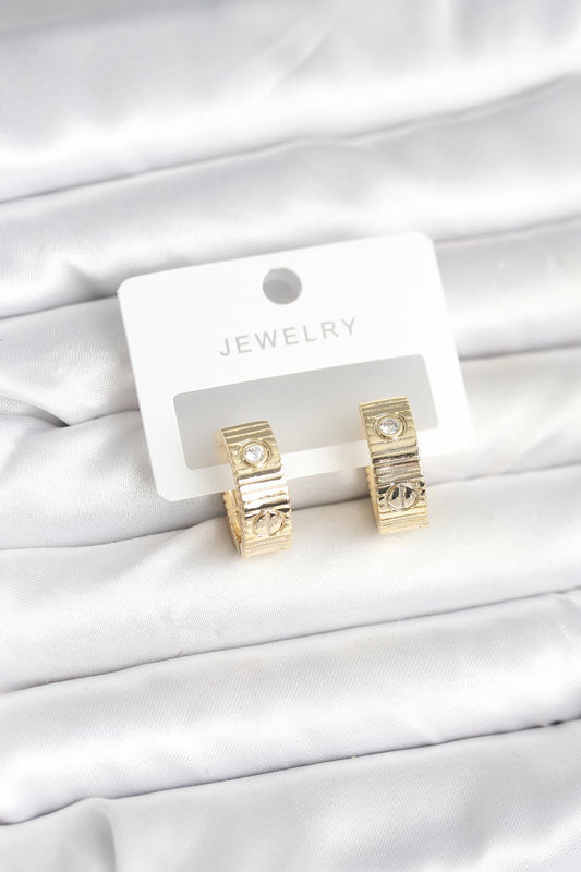 BKP11380 - Pirinç Gold Renk Zirkon Taşlı Halka Kadın Küpe