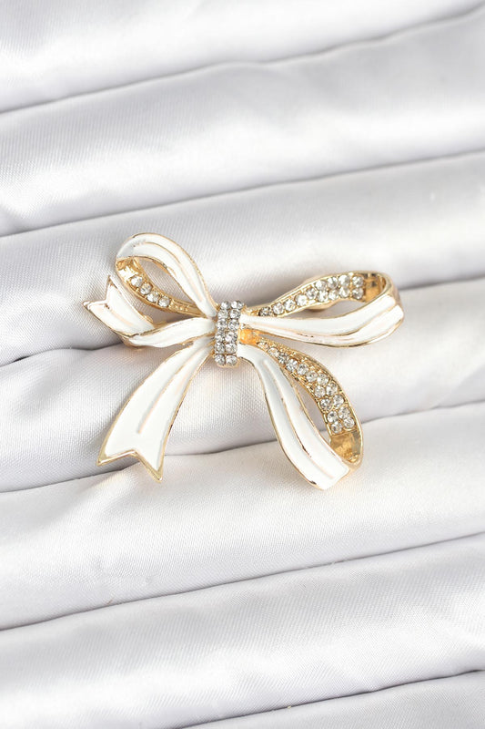 BR461 - Beyaz Renk Fiyonk Model Broş