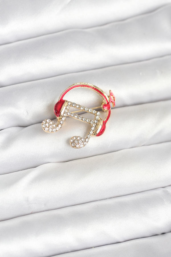 BR467 - Kulaklıklı Nota Model Broş