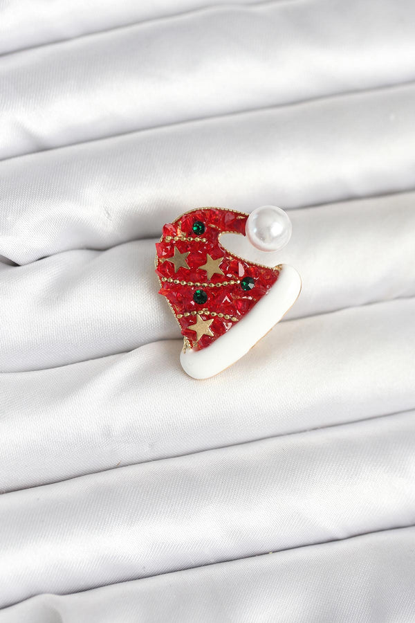 BR475 - Kırmızı Şapka Model Yılbaşı Temalı Broş