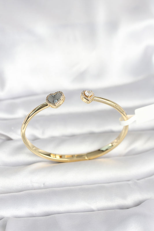 BB8089 - Pirinç Gold Renk Kalpli Model Kadın Kelepçe Bileklik