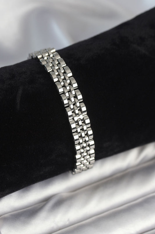 EB3774 - 316L Çelik 9 mm Kalınlıkta Gümüş Renkli Erkek Bileklik