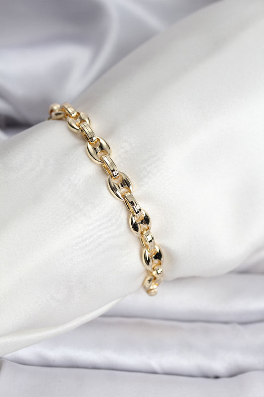 BB8119 - 14K Gold Renk Kaplama Kahve Çekirdeği Model CM Kadın Bileklik