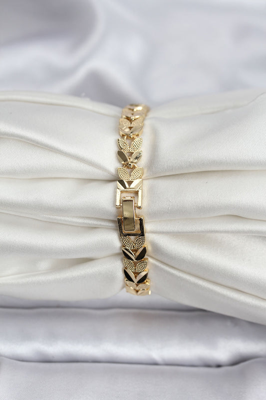 BB8127 - 14K Gold Renk Kaplama Başak Model CM Kadın Bileklik