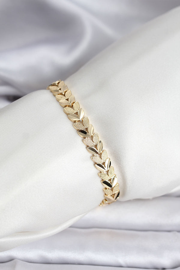 BB8127 - 14K Gold Renk Kaplama Başak Model CM Kadın Bileklik