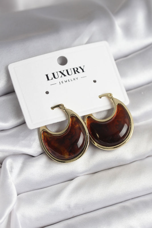 BKP11434 - Pirinç Gold Kahverengi Renk Vintage Kadın Küpe