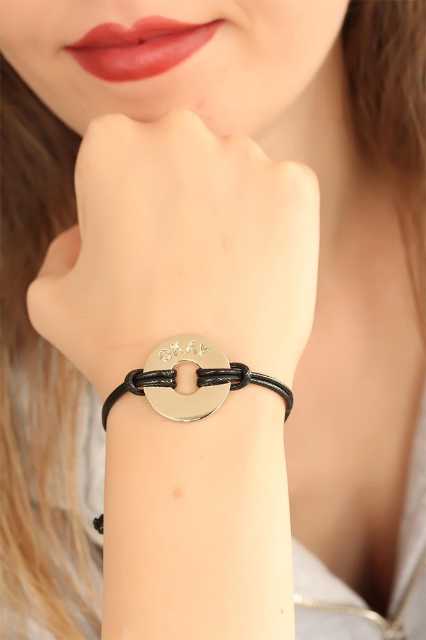 BB1983 - OKAY (İyi) Siyah Deri İpli Unisex Mood Bileklik