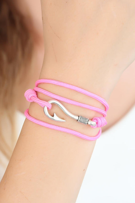 Pembe Renk Gümüş Metal Kancalı Bayan Çoklu Bileklik - BB2371-KS