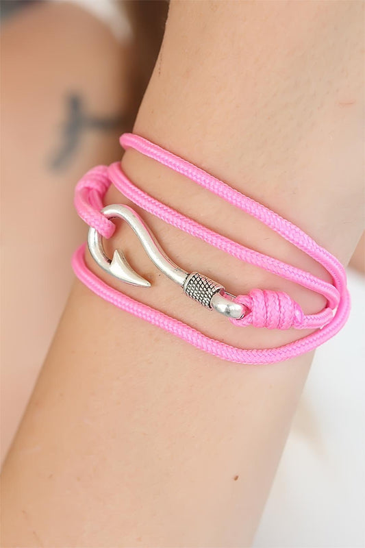Pembe Renk Gümüş Metal Kancalı Bayan Çoklu Bileklik - BB2371-KS