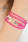BB2374-KS - Fuşya Renk Gümüş Metal Kancalı Bayan Çoklu Bileklik